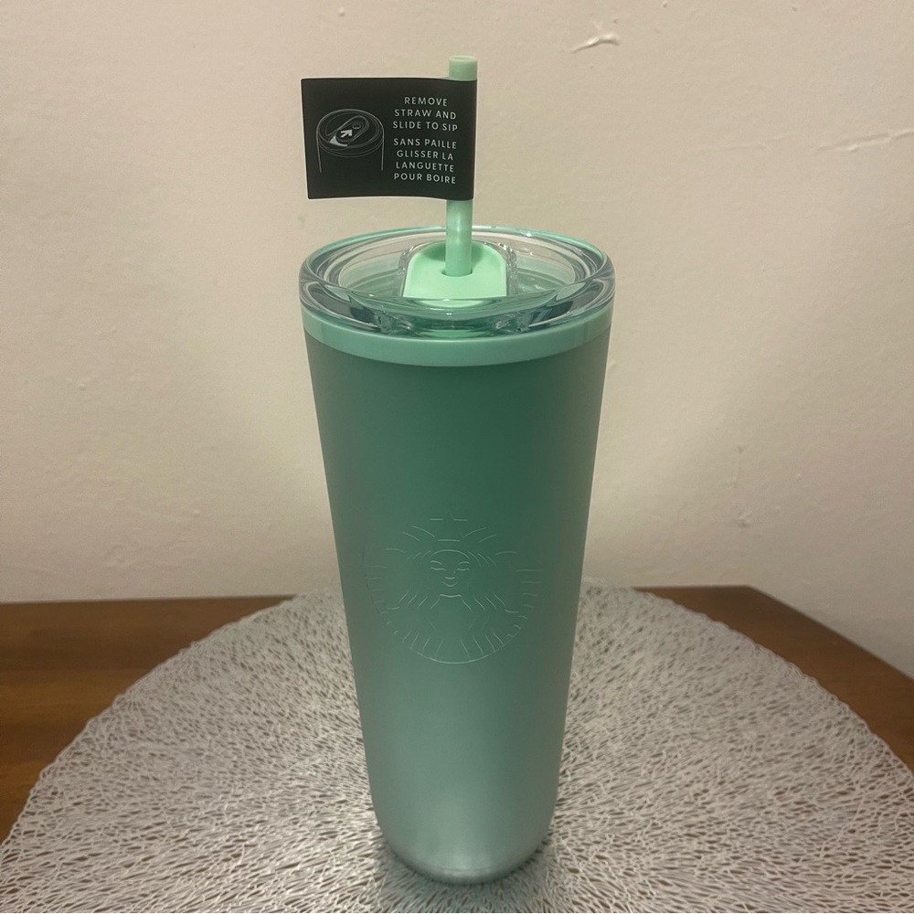 Mint Green Tumbler with Straw